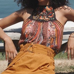 Anthropologie Fiona Embroidered Tank S